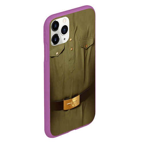 Чехол iPhone 11 Pro матовый Униформа солдата / 3D-Фиолетовый – фото 2
