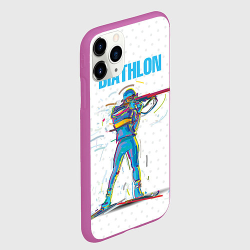 Чехол iPhone 11 Pro матовый Биатлон / 3D-Фиолетовый – фото 2