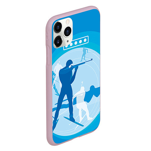 Чехол iPhone 11 Pro матовый Биатлон / 3D-Розовый – фото 2