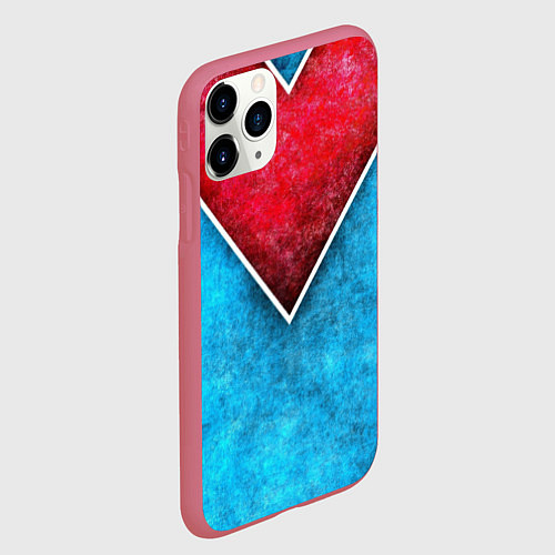 Чехол iPhone 11 Pro матовый Grunge superhero line - геометрические линии / 3D-Малиновый – фото 2