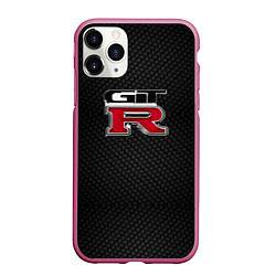 Чехол iPhone 11 Pro матовый Nissan GTR, цвет: 3D-малиновый