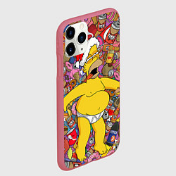 Чехол iPhone 11 Pro матовый Обжора Гомер, цвет: 3D-малиновый — фото 2