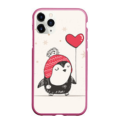 Чехол iPhone 11 Pro матовый Влюбленный пингвин