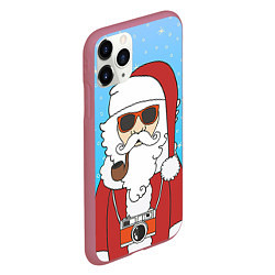 Чехол iPhone 11 Pro матовый Дед мороз, цвет: 3D-малиновый — фото 2