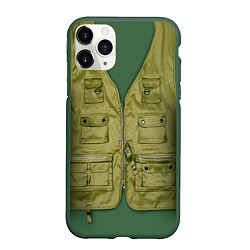 Чехол iPhone 11 Pro матовый Жилетка рыбака, цвет: 3D-темно-зеленый