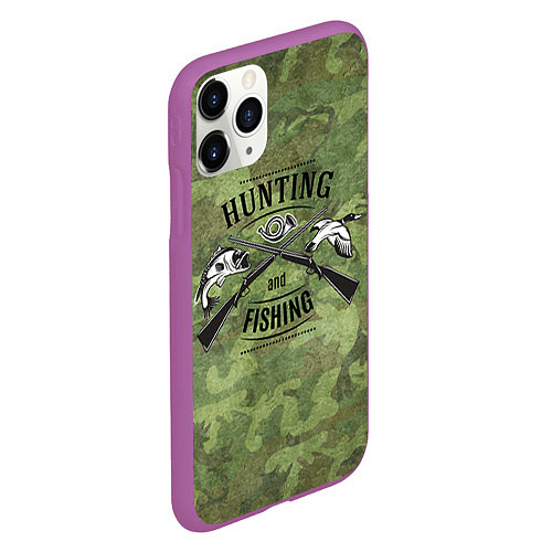 Чехол iPhone 11 Pro матовый Hunting & Fishing / 3D-Фиолетовый – фото 2