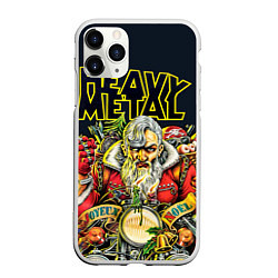 Чехол iPhone 11 Pro матовый Heavy Metal Santa, цвет: 3D-белый