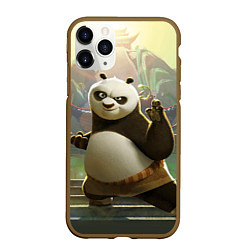 Чехол iPhone 11 Pro матовый Кунг фу панда, цвет: 3D-коричневый