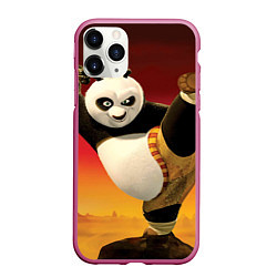 Чехол iPhone 11 Pro матовый Кунг фу панда, цвет: 3D-малиновый