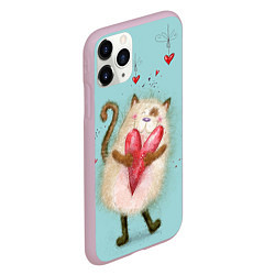 Чехол iPhone 11 Pro матовый Котик, цвет: 3D-розовый — фото 2