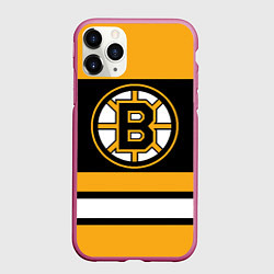 Чехол iPhone 11 Pro матовый Boston Bruins, цвет: 3D-малиновый