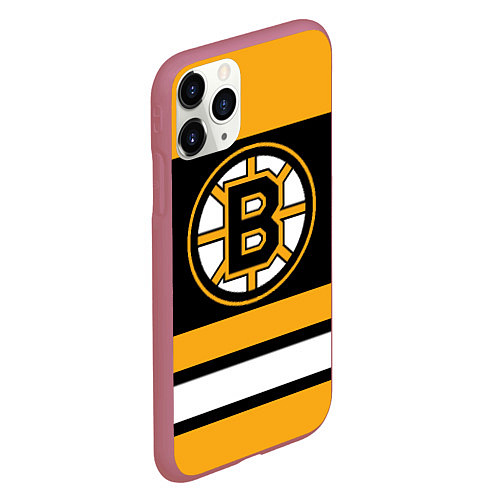 Чехол iPhone 11 Pro матовый Boston Bruins / 3D-Малиновый – фото 2