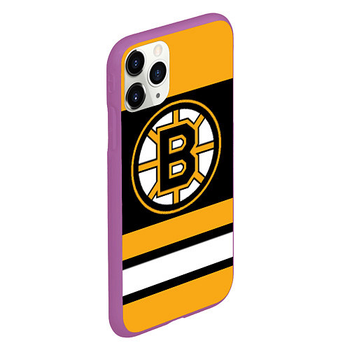 Чехол iPhone 11 Pro матовый Boston Bruins / 3D-Фиолетовый – фото 2