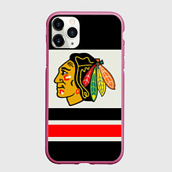 Чехол iPhone 11 Pro матовый Chicago Blackhawks, цвет: 3D-малиновый