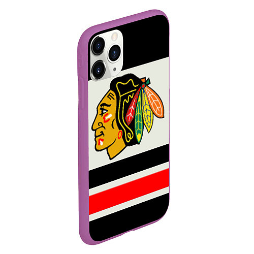 Чехол iPhone 11 Pro матовый Chicago Blackhawks / 3D-Фиолетовый – фото 2