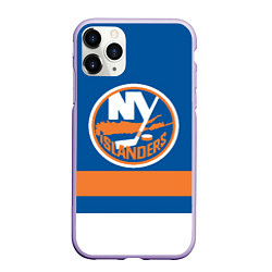 Чехол iPhone 11 Pro матовый New York Islanders, цвет: 3D-светло-сиреневый