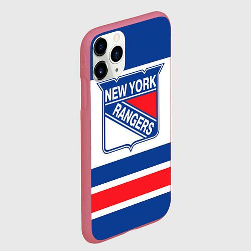 Чехол iPhone 11 Pro матовый New York Rangers / 3D-Малиновый – фото 2