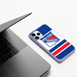 Чехол iPhone 11 Pro матовый New York Rangers, цвет: 3D-светло-сиреневый — фото 2