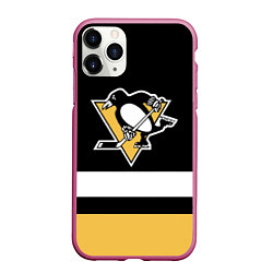 Чехол iPhone 11 Pro матовый Pittsburgh Penguins: Black, цвет: 3D-малиновый