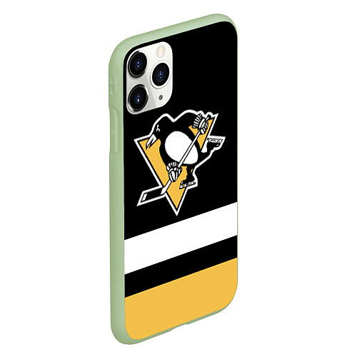 Чехол iPhone 11 Pro матовый Pittsburgh Penguins: Black / 3D-Салатовый – фото 2