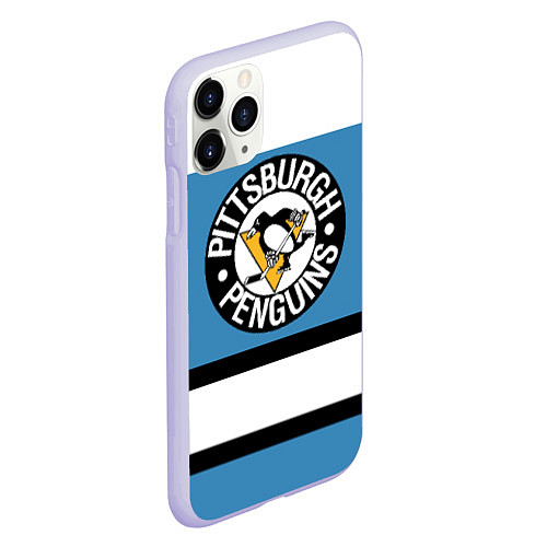 Чехол iPhone 11 Pro матовый Pittsburgh Penguins: White / 3D-Светло-сиреневый – фото 2