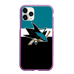 Чехол iPhone 11 Pro матовый San Jose Sharks, цвет: 3D-фиолетовый
