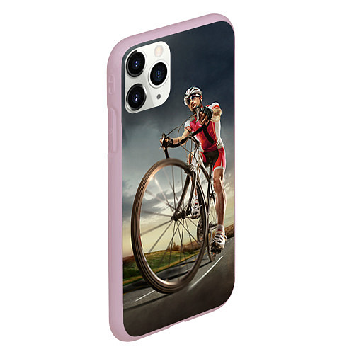 Чехол iPhone 11 Pro матовый Велогонщик / 3D-Розовый – фото 2