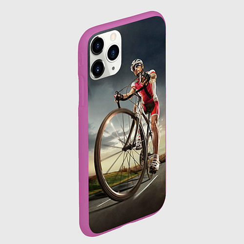 Чехол iPhone 11 Pro матовый Велогонщик / 3D-Фиолетовый – фото 2