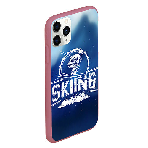 Чехол iPhone 11 Pro матовый Лыжный спорт / 3D-Малиновый – фото 2