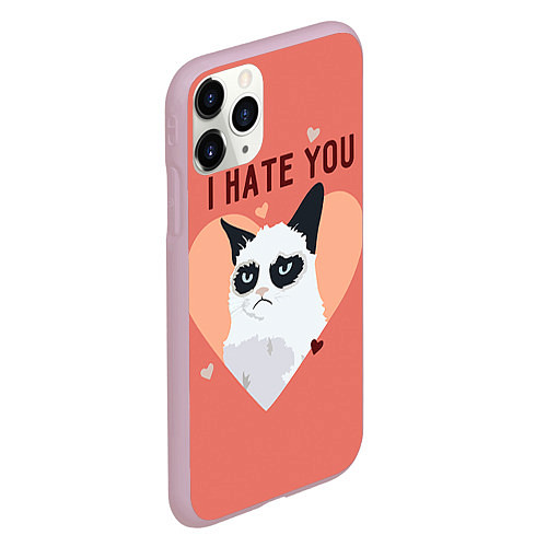 Чехол iPhone 11 Pro матовый I hate you / 3D-Розовый – фото 2