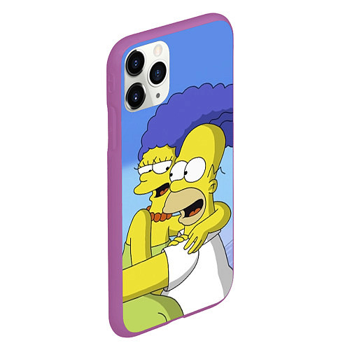 Чехол iPhone 11 Pro матовый Гомер и Мардж / 3D-Фиолетовый – фото 2