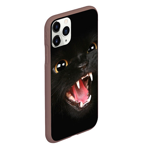 Чехол iPhone 11 Pro матовый Черный кот / 3D-Коричневый – фото 2