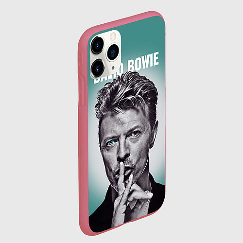 Чехол iPhone 11 Pro матовый Дэвид Боуи: тишина / 3D-Малиновый – фото 2