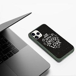 Чехол iPhone 11 Pro матовый Любовь надпись, цвет: 3D-темно-зеленый — фото 2