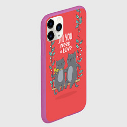 Чехол iPhone 11 Pro матовый Кисули Love, цвет: 3D-фиолетовый — фото 2