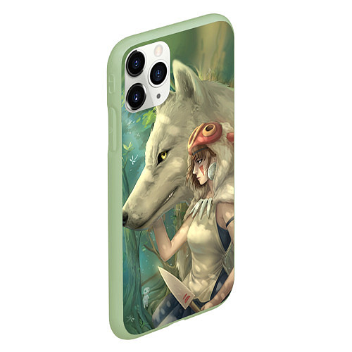 Чехол iPhone 11 Pro матовый Принцесса и волк / 3D-Салатовый – фото 2