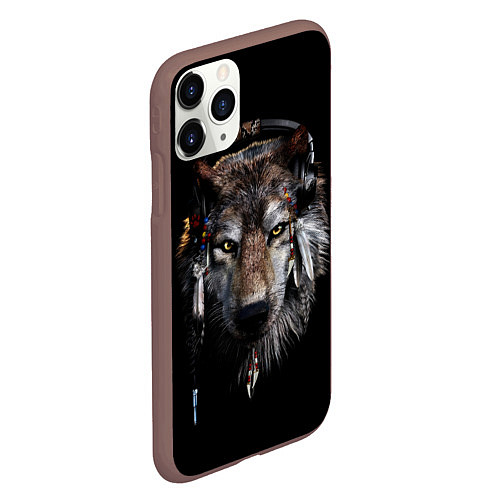 Чехол iPhone 11 Pro матовый Волк-шаман / 3D-Коричневый – фото 2