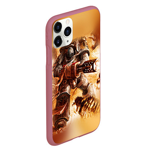 Чехол iPhone 11 Pro матовый Серый рыцарь / 3D-Малиновый – фото 2