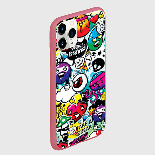 Чехол iPhone 11 Pro матовый Bombing / 3D-Малиновый – фото 2