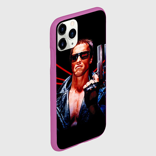 Чехол iPhone 11 Pro матовый Терминатор с пистолетом / 3D-Фиолетовый – фото 2