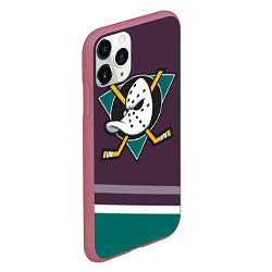 Чехол iPhone 11 Pro матовый Anaheim Ducks Selanne, цвет: 3D-малиновый — фото 2