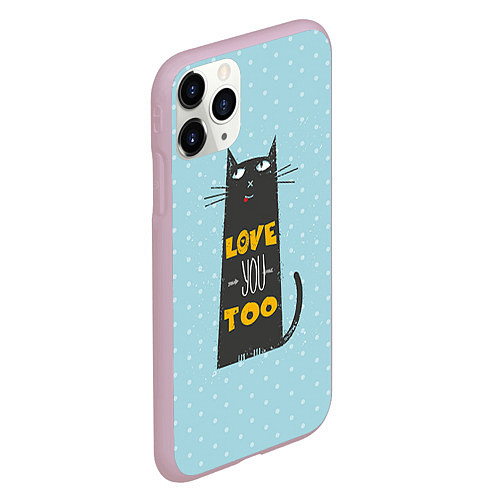 Чехол iPhone 11 Pro матовый Kitty: Love you too / 3D-Розовый – фото 2