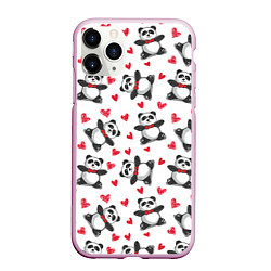 Чехол iPhone 11 Pro матовый Любимые панды, цвет: 3D-розовый