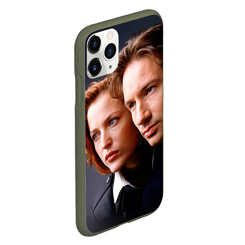 Чехол iPhone 11 Pro матовый Скалли и Малдер / 3D-Темно-зеленый – фото 2