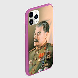 Чехол iPhone 11 Pro матовый Иосиф Сталин, цвет: 3D-фиолетовый — фото 2