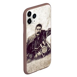 Чехол iPhone 11 Pro матовый Сталин байкер, цвет: 3D-коричневый — фото 2
