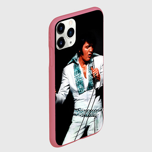 Чехол iPhone 11 Pro матовый Элвис поет / 3D-Малиновый – фото 2