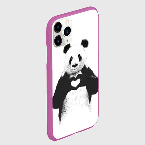 Чехол iPhone 11 Pro матовый Panda Love / 3D-Фиолетовый – фото 2