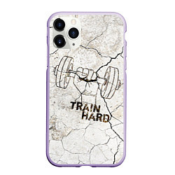 Чехол iPhone 11 Pro матовый Train hard, цвет: 3D-светло-сиреневый