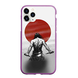 Чехол iPhone 11 Pro матовый Ярость самурая, цвет: 3D-фиолетовый
